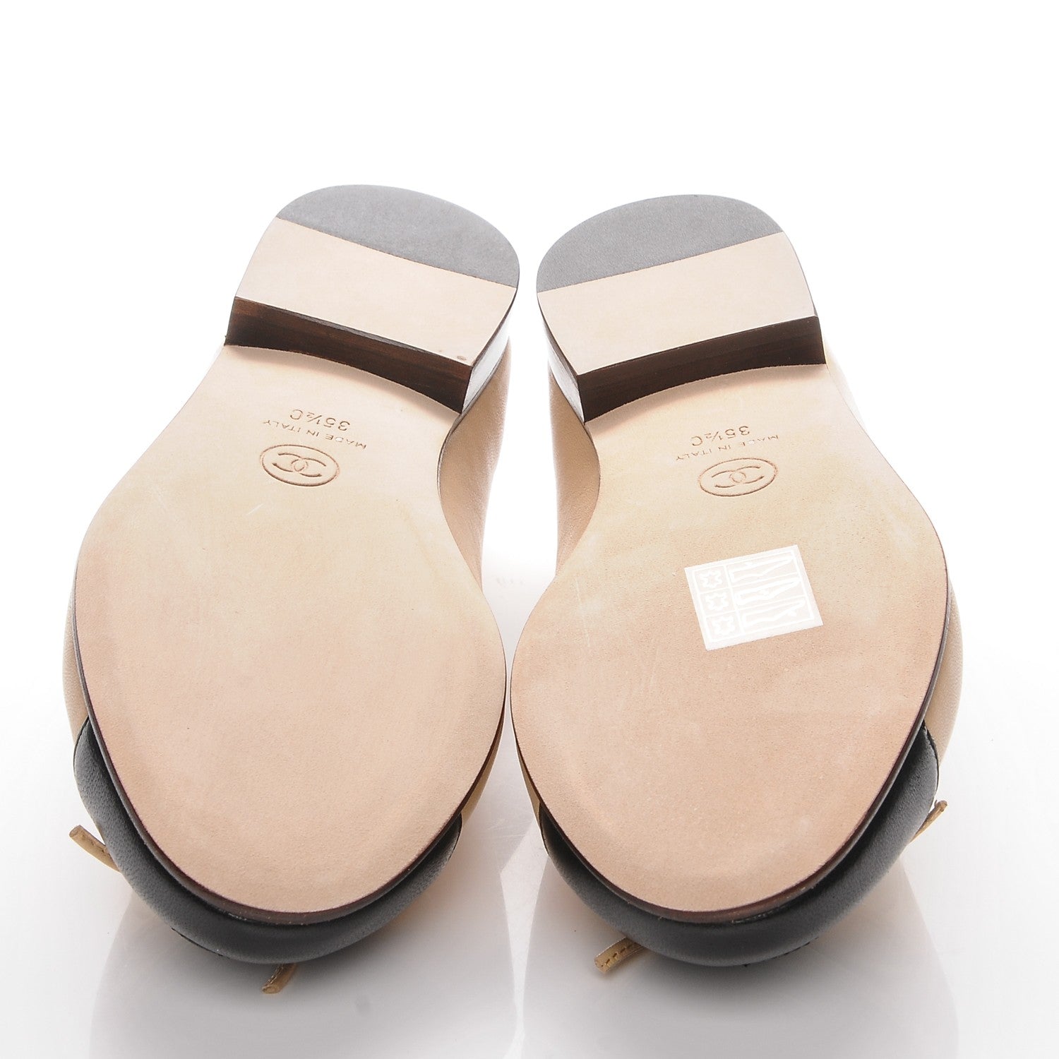 Chanel Lambskin Cap Toe Ballerina Flats 35.5 Beige Black 5 of 9