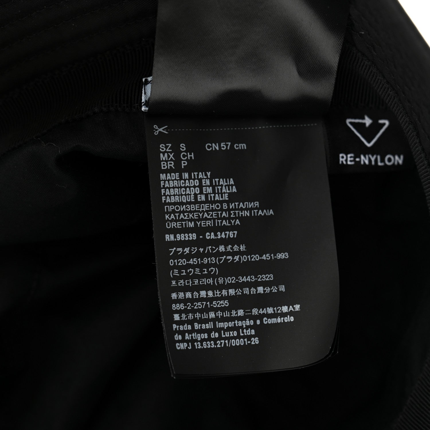 Prada Re-Nylon Metal Triangle Logo Womens Bucket Hat S Black 9 of 11