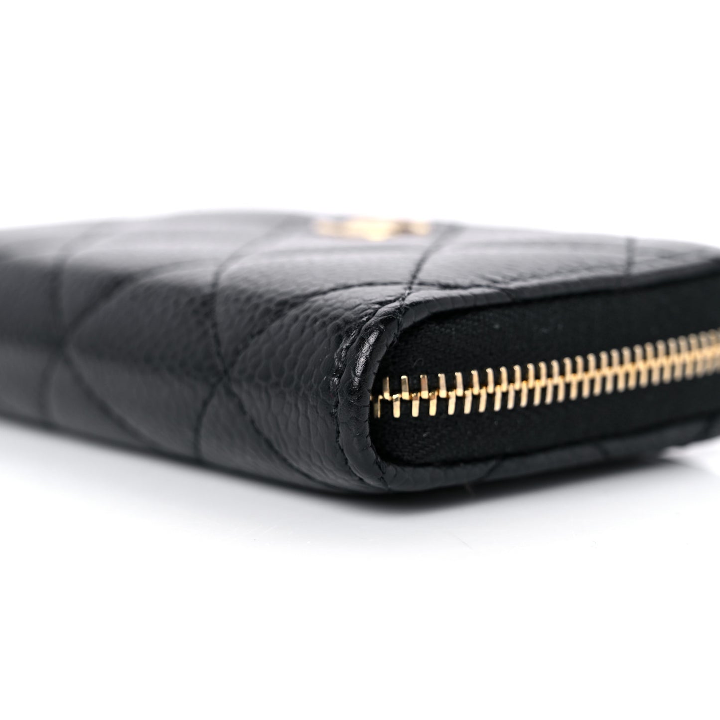 Caviar Quilted Zip Coin Purse Black
