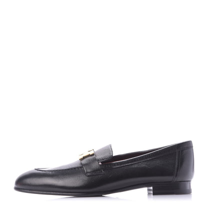 Hermes Goatskin Paris Loafers 38.5 Black 1 of 11