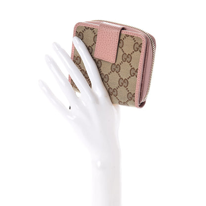 Gucci Monogram Dollar Calfskin Zip Around French Flap Wallet Beige Ebony Soft Pink 2 of 7