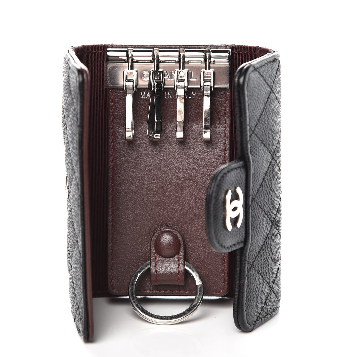 Caviar Quilted Classic 4 Key Holder Wallet Black