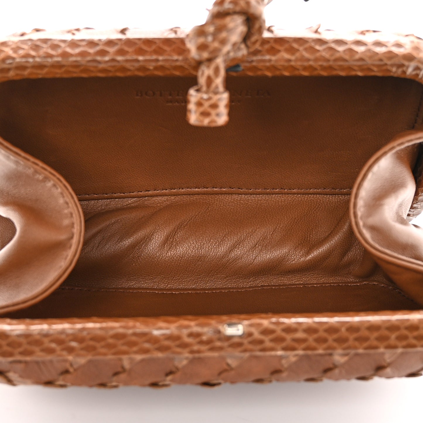 Ayers Grained Calfskin Intrecciato Knot Clutch Brown