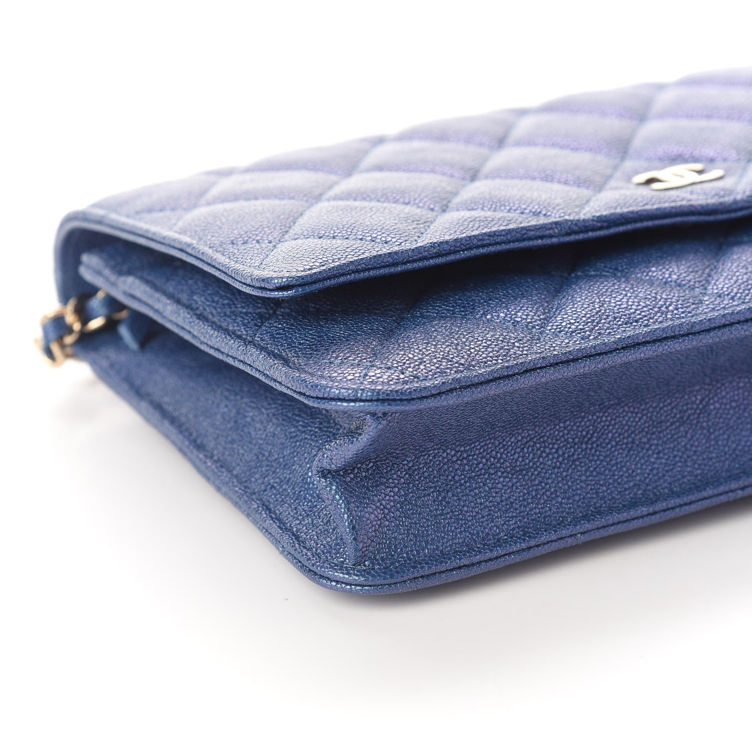 Chanel Iridescent Caviar Quilted Wallet On Chain WOC Dark Blue 7 of 8
