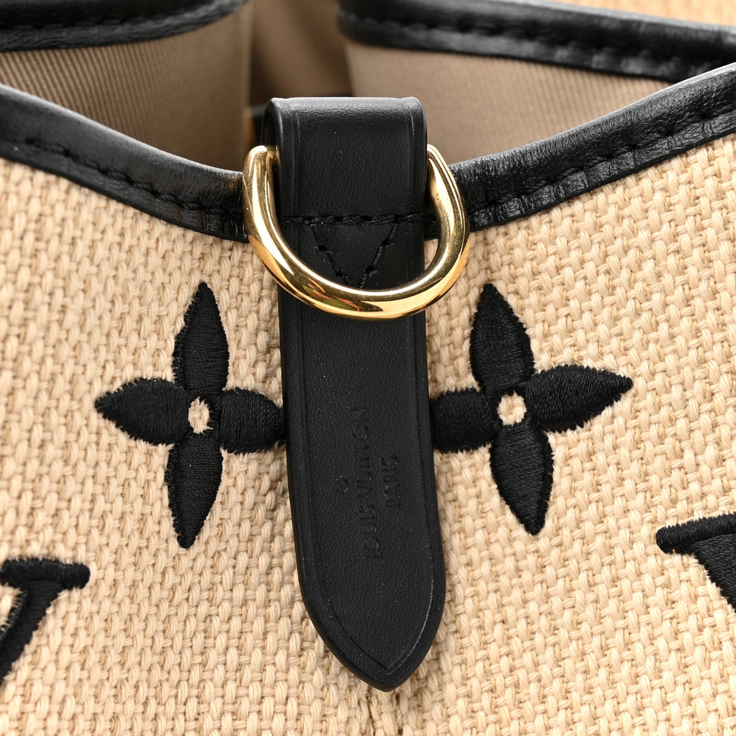 Cotton Monogram Embroidered Neonoe MM Beige Black