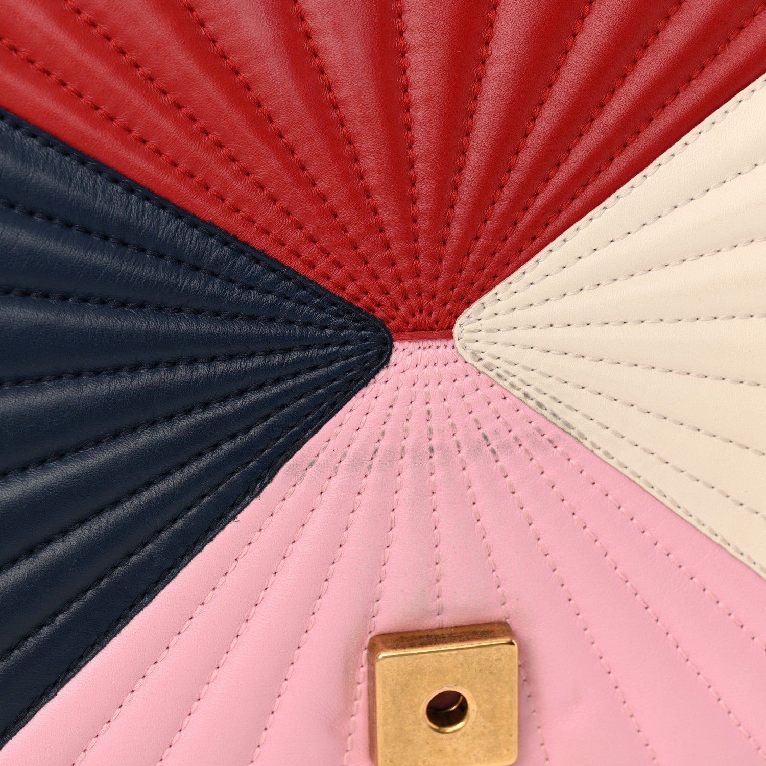 Gucci Calfskin Bamboo Trapuntata Queen Margaret Top Handle Bag Blue Agata Hibiscus Red Mystic White Sugar Pink 13 of 16