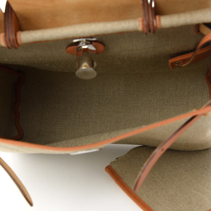 Hermes Military Toile Vache Hunter Herbag Zip Retourne 31 PM Beton Naturel 5 of 10