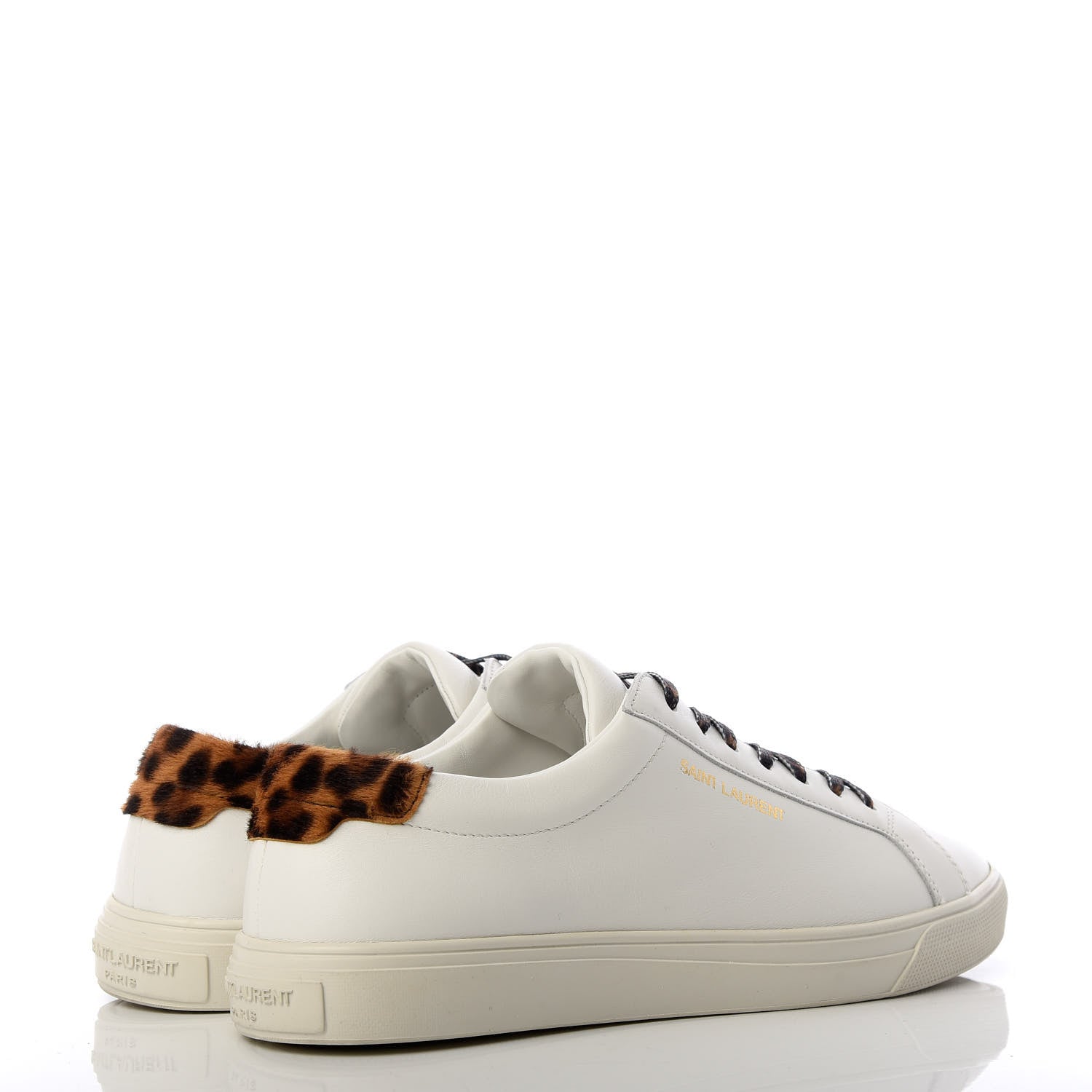 Saint Laurent Calfskin Leopard Print Andy Low Top Sneakers 36.5 White 4 of 11