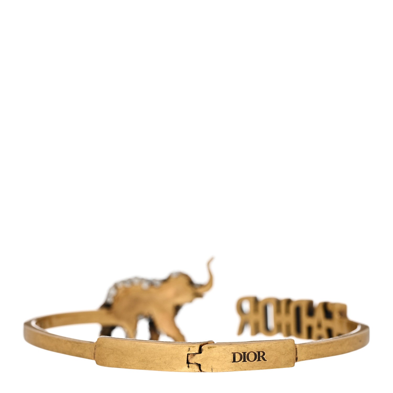 Christian Dior Metal Crystal J'Adior Elephant Safari Bracelet Cuff Gold 3 of 4