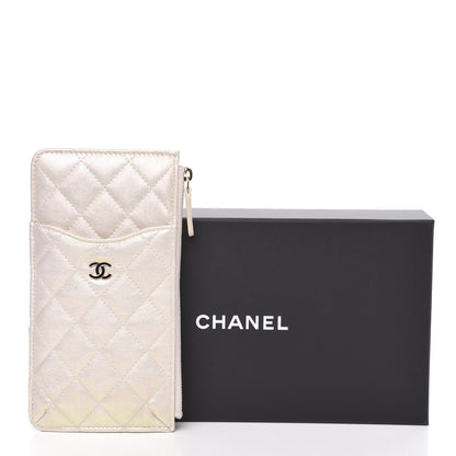 Chanel Iridescent Lambskin Quilted Classic Flat Wallet Pouch Ivory 10 of 10