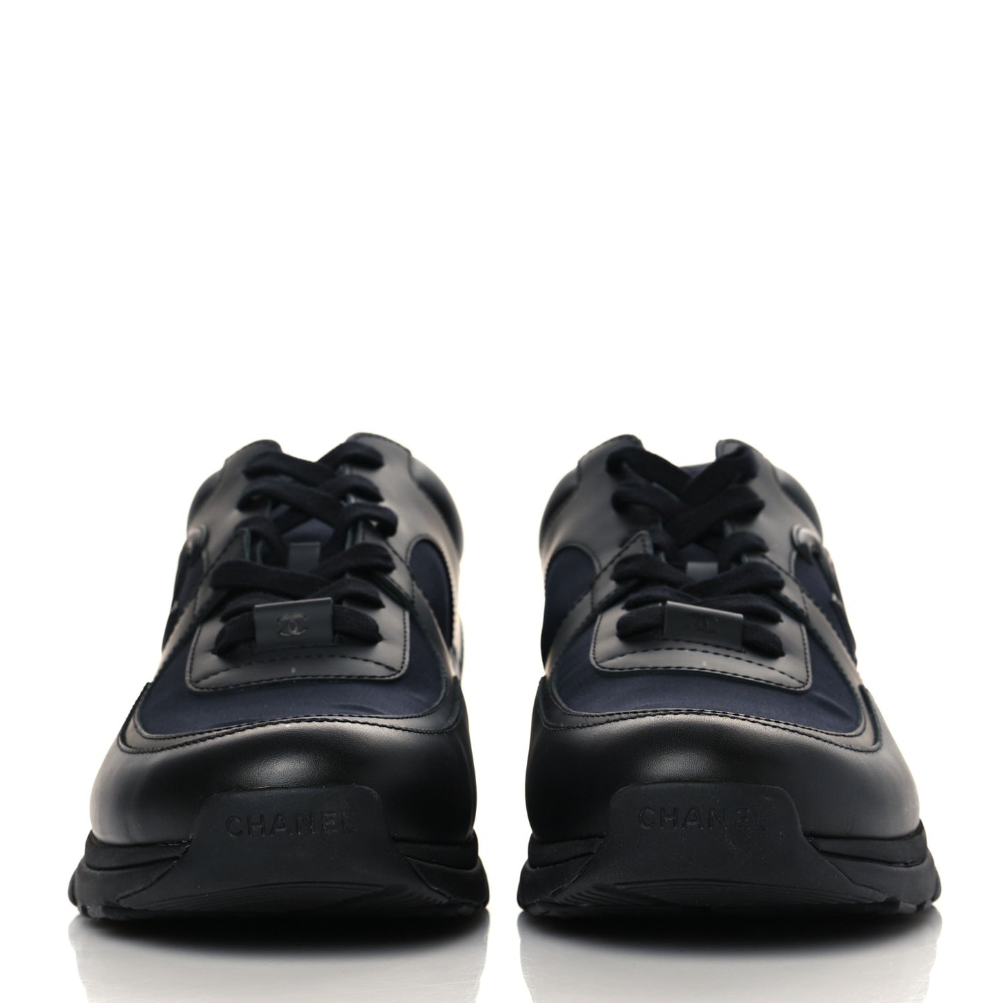 Fabric Calfskin Suede Mens CC Sneakers 45 Black