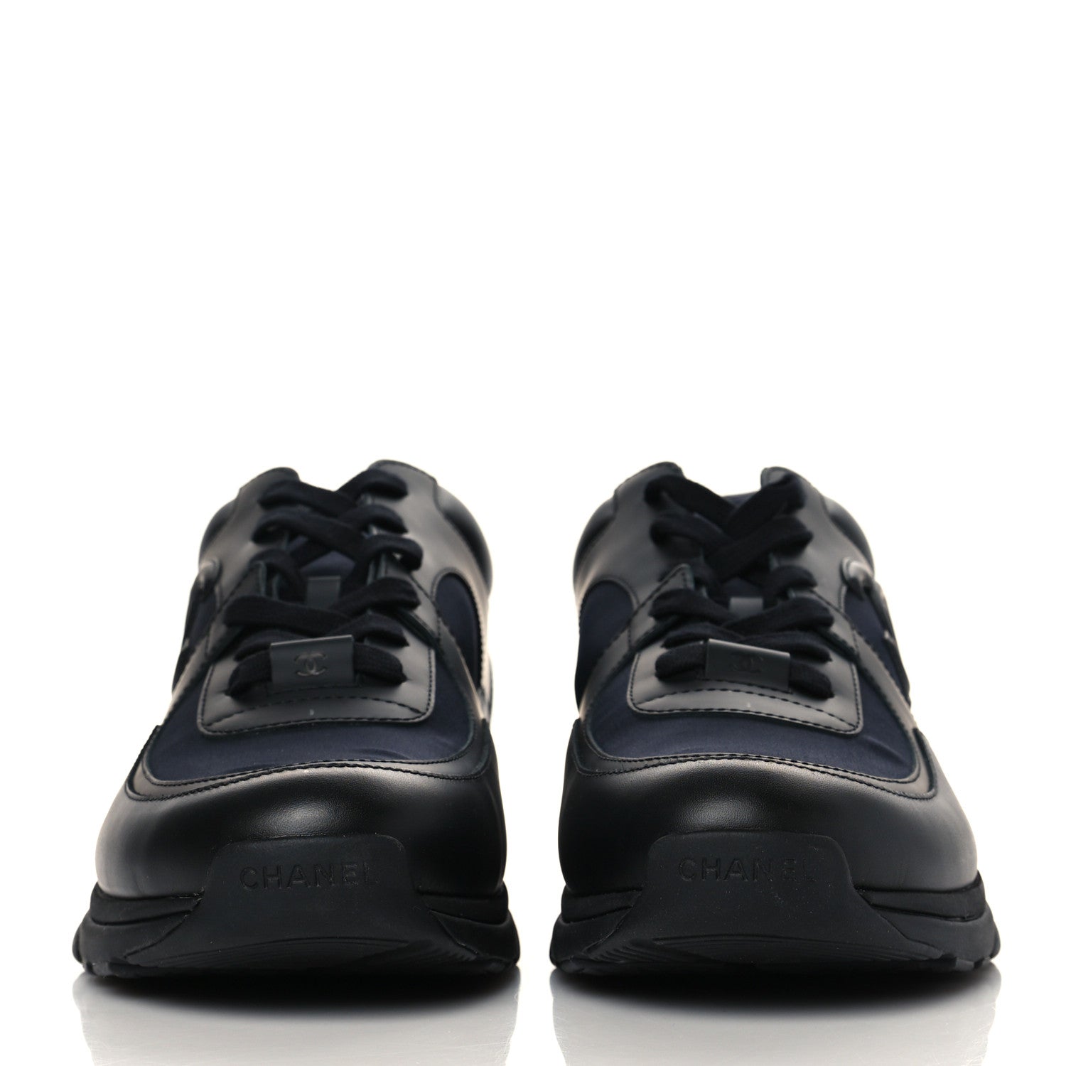 Chanel Fabric Calfskin Suede Mens CC Sneakers 45 Black 2 of 11