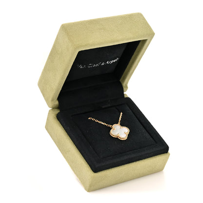 Van Cleef & Arpels 18K Yellow Gold Mother of Pearl Vintage Alhambra Pendant Necklace 7 of 7