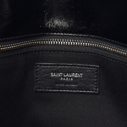 Saint Laurent Cracked Shiny Calfskin Medium Souple Sac De Jour Duffle Black 7 of 13