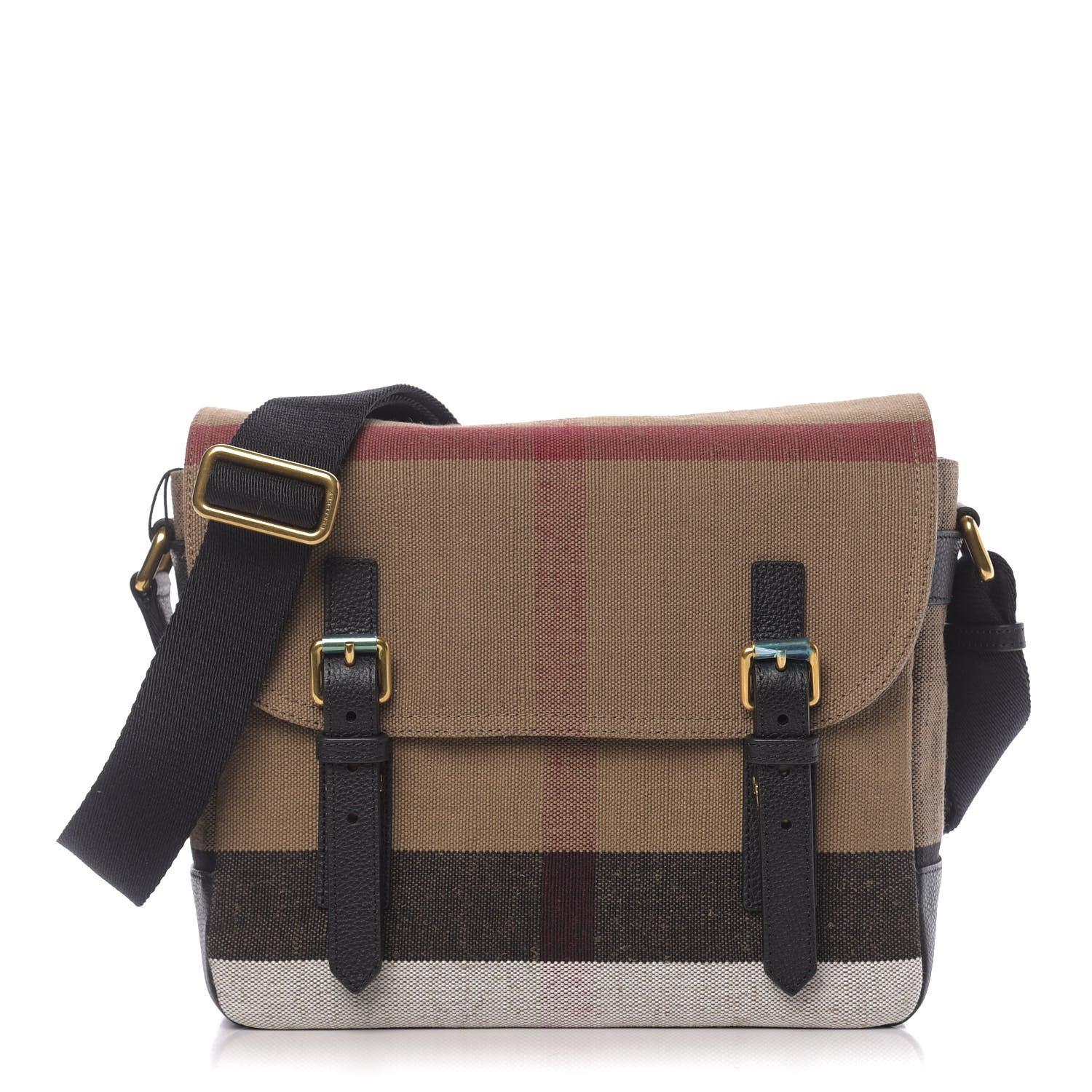 Burberry Canvas Mega Check Large Baildon Messenger Bag Black 1 of 9