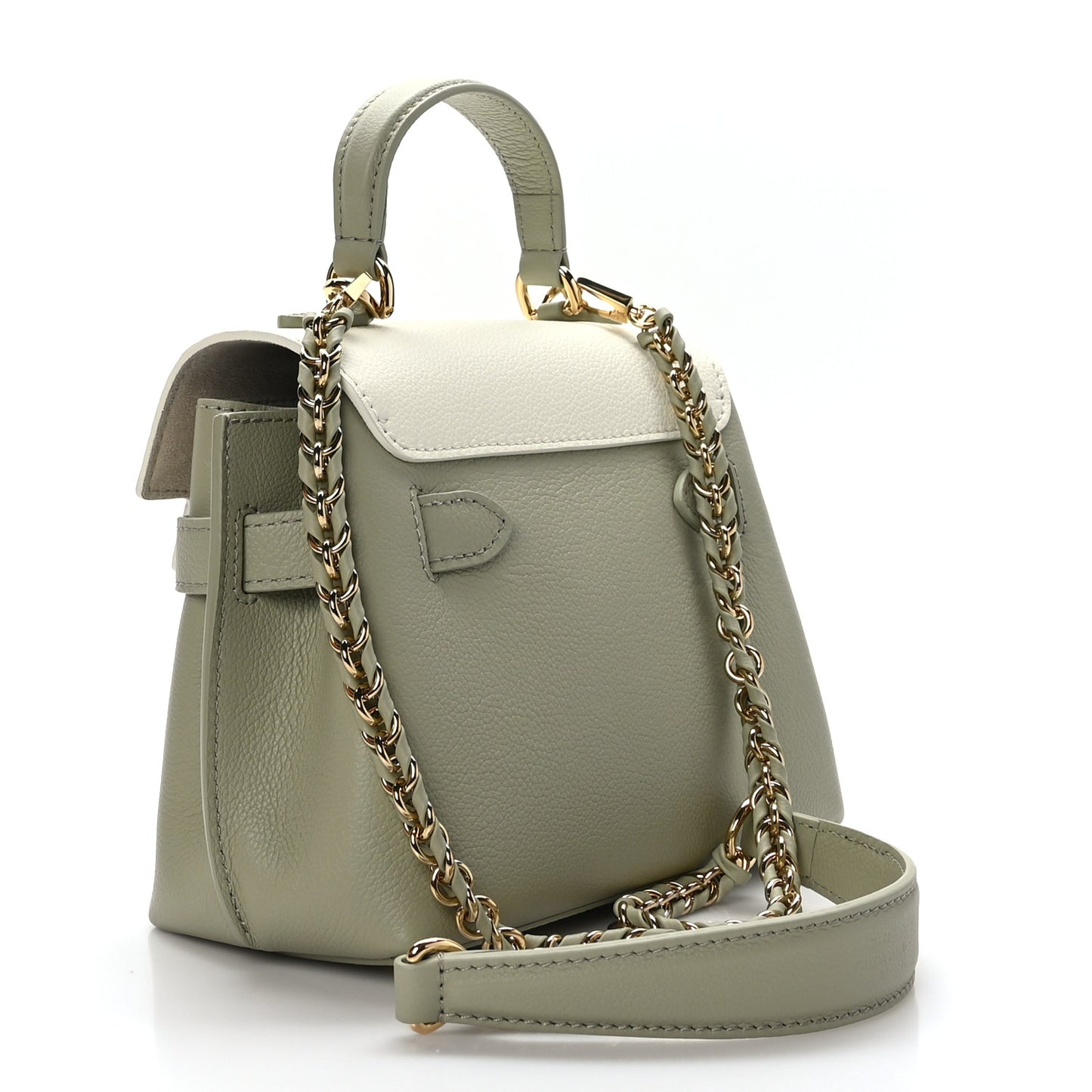 Soft Calfskin Mini Lockme Ever Asnieres Green Milky White
