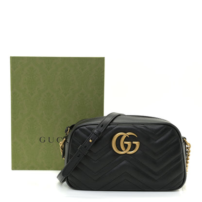 Gucci Calfskin Matelasse Small GG Marmont Chain Shoulder Bag Black 10 of 10