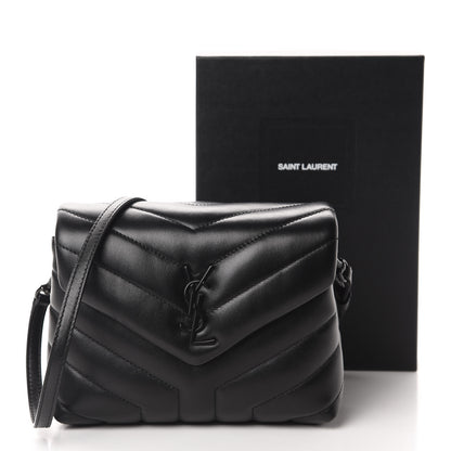 Saint Laurent Calfskin Y Quilted Monogram Toy Loulou Crossbody Bag Black 12 of 12