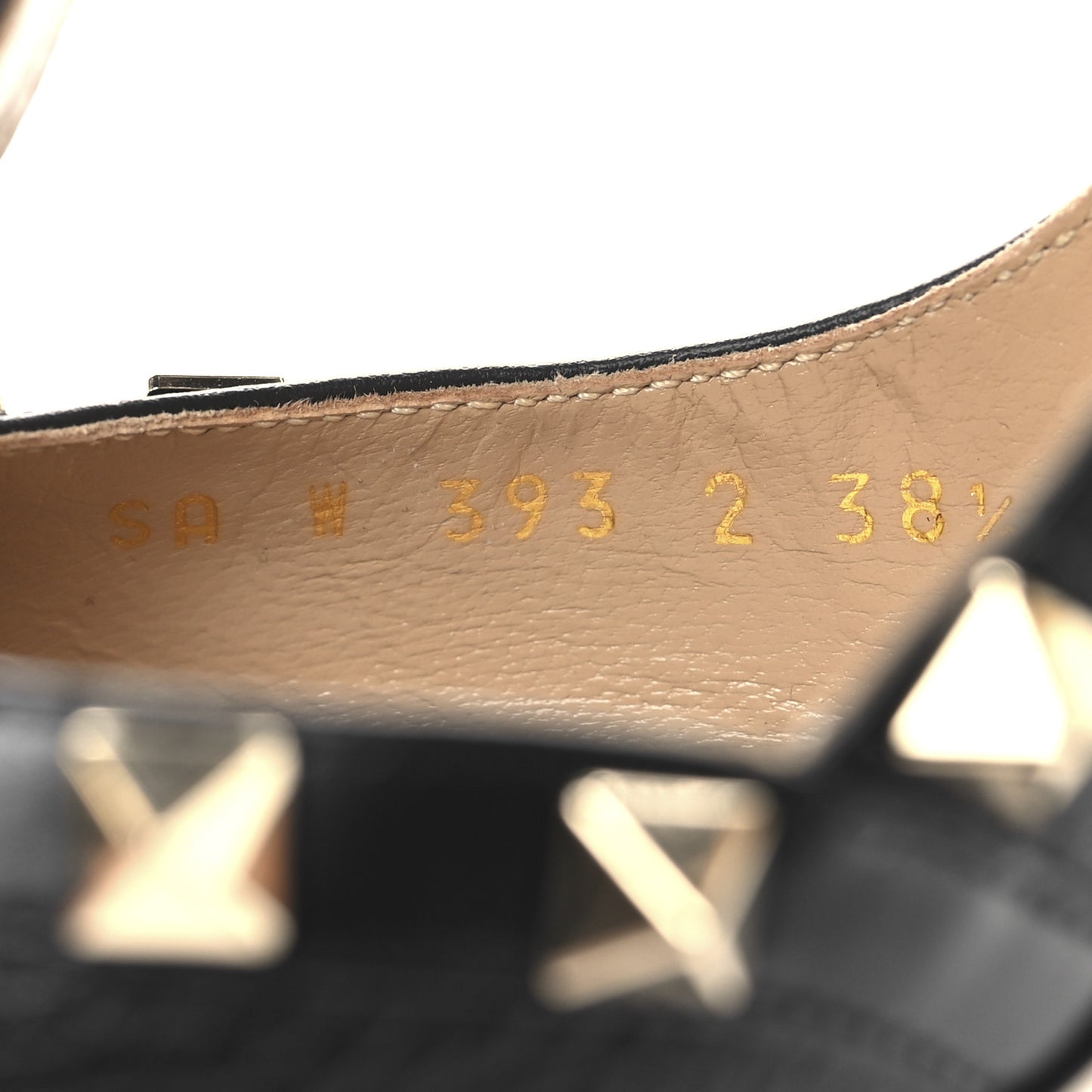 Pebbled Calfskin Rockstud Ankle Strap 100mm Pumps 38.5 Black