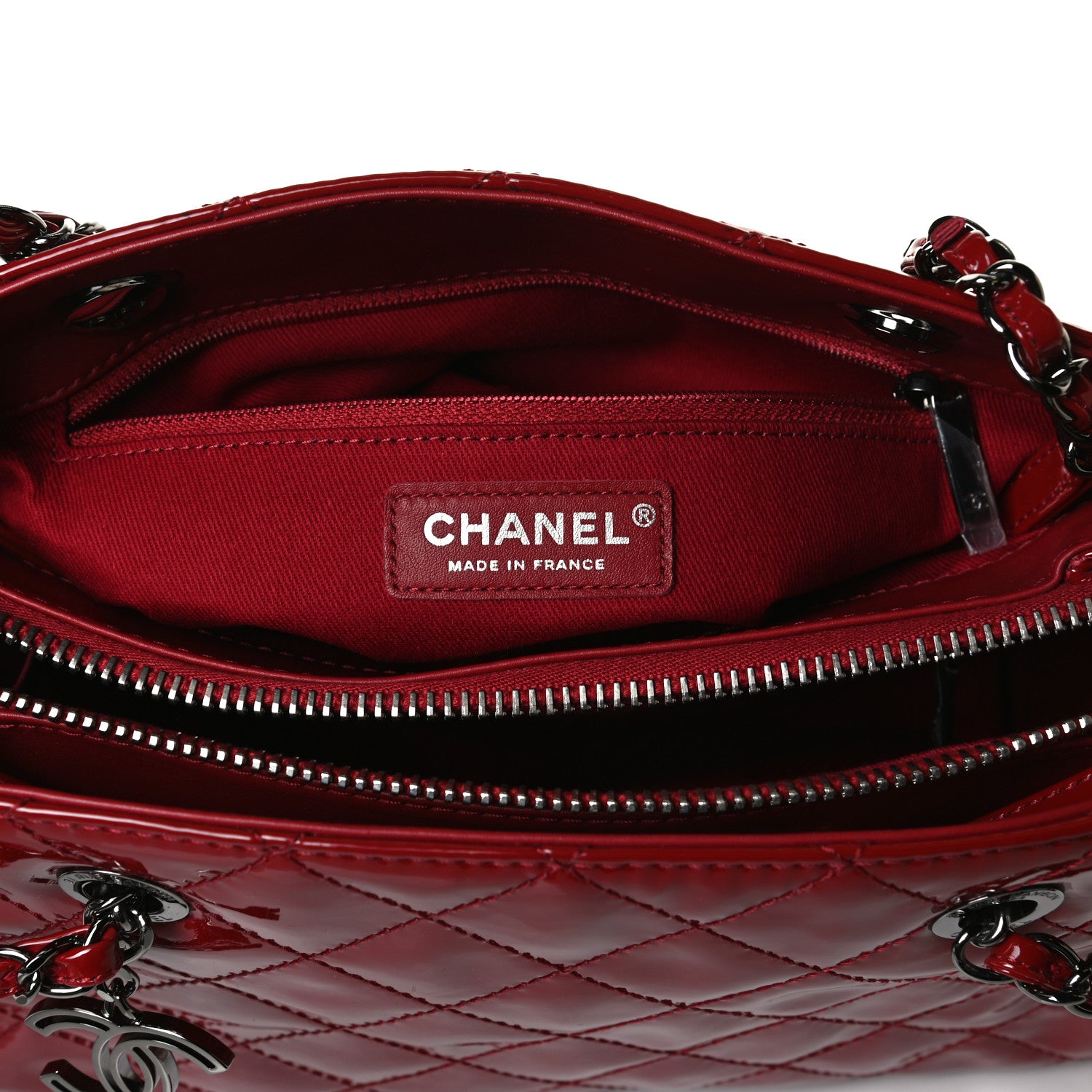 Chanel Patent Quilted Small CC Angle Tote Red 5 of 10