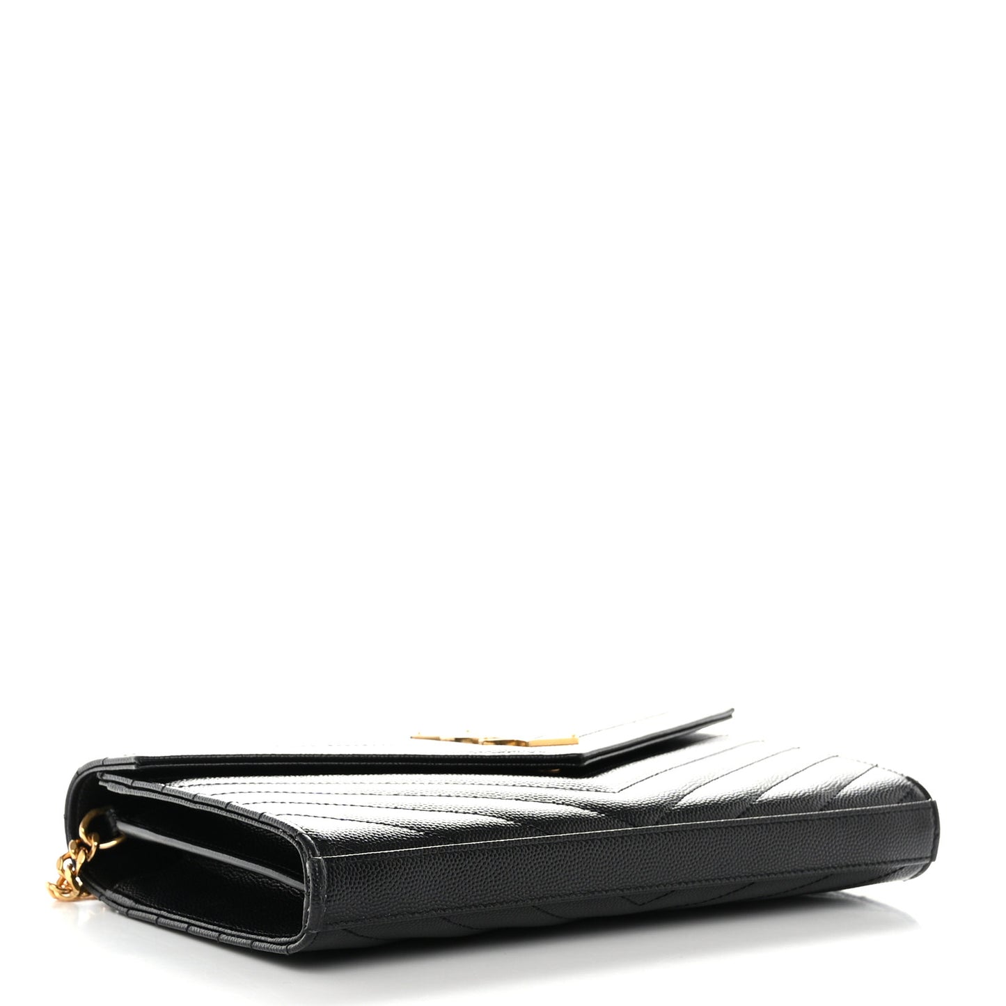 Grain De Poudre Matelasse Chevron Monogram Chain Wallet Black