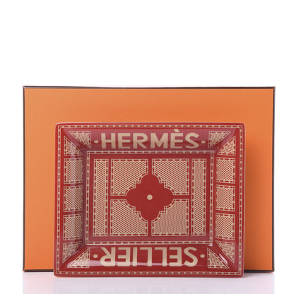 Hermes Porcelain Sellier Change Tray Rouge Or 4 of 4