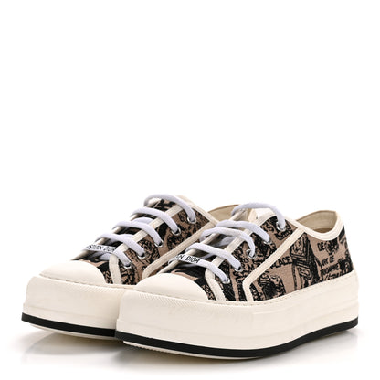 Christian Dior Canvas Embroidered Plan De Paris Womens Walk'N'Dior Platform Sneakers 37.5 Natural Black 4 of 10