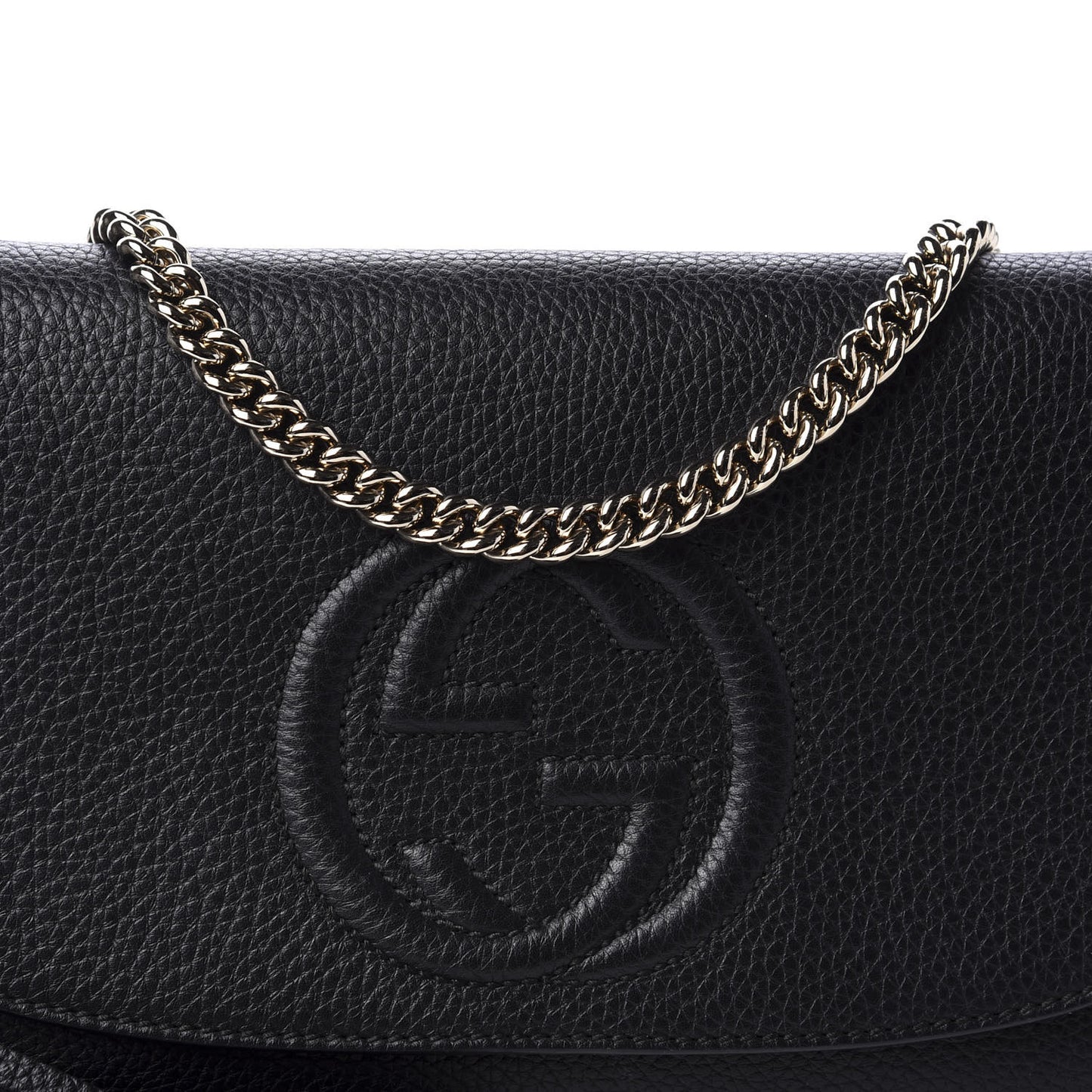 Pebbled Calfskin Medium Soho Flap Crossbody Black
