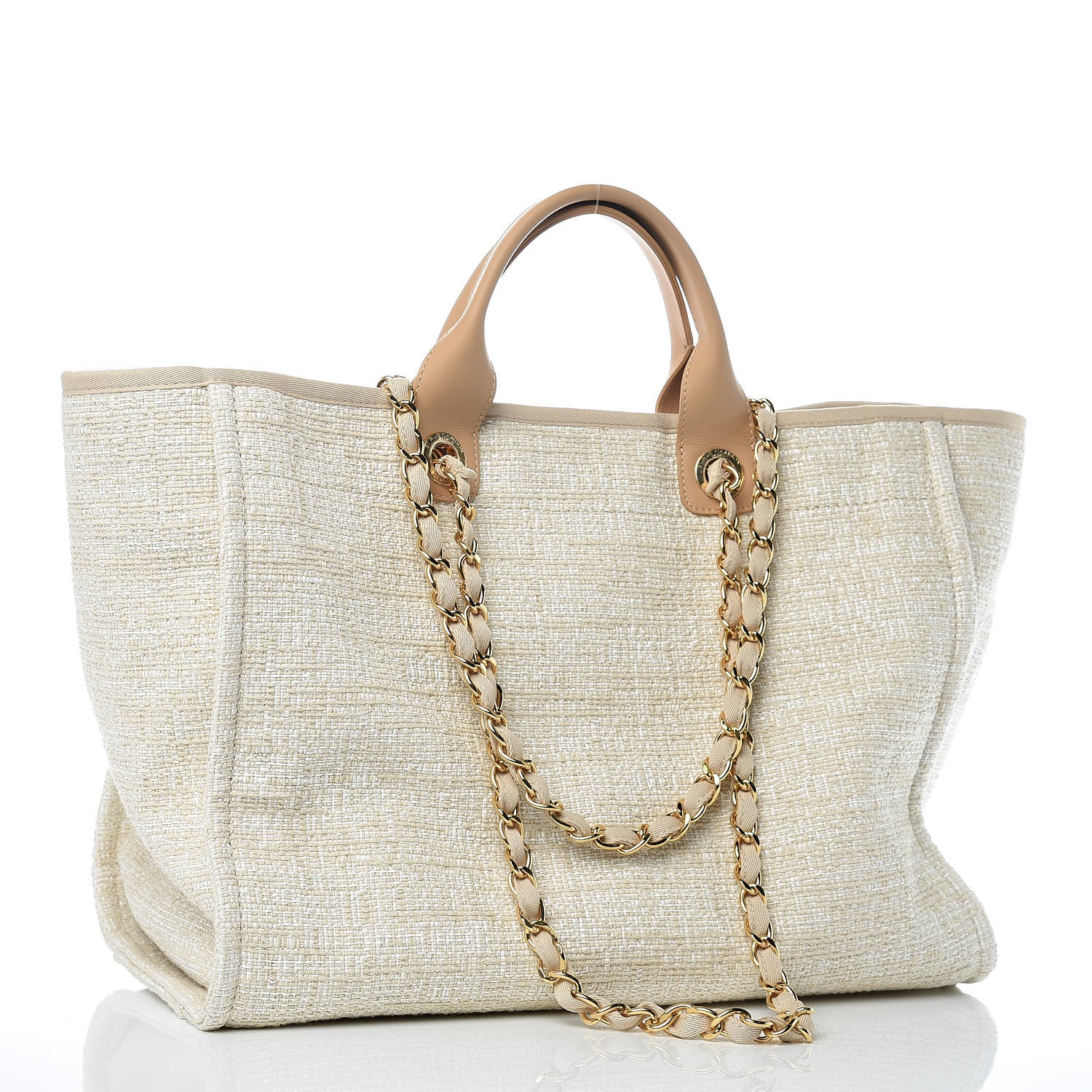 Chanel Woven Straw Raffia Large Deauville Tote Light Beige 4 of 10