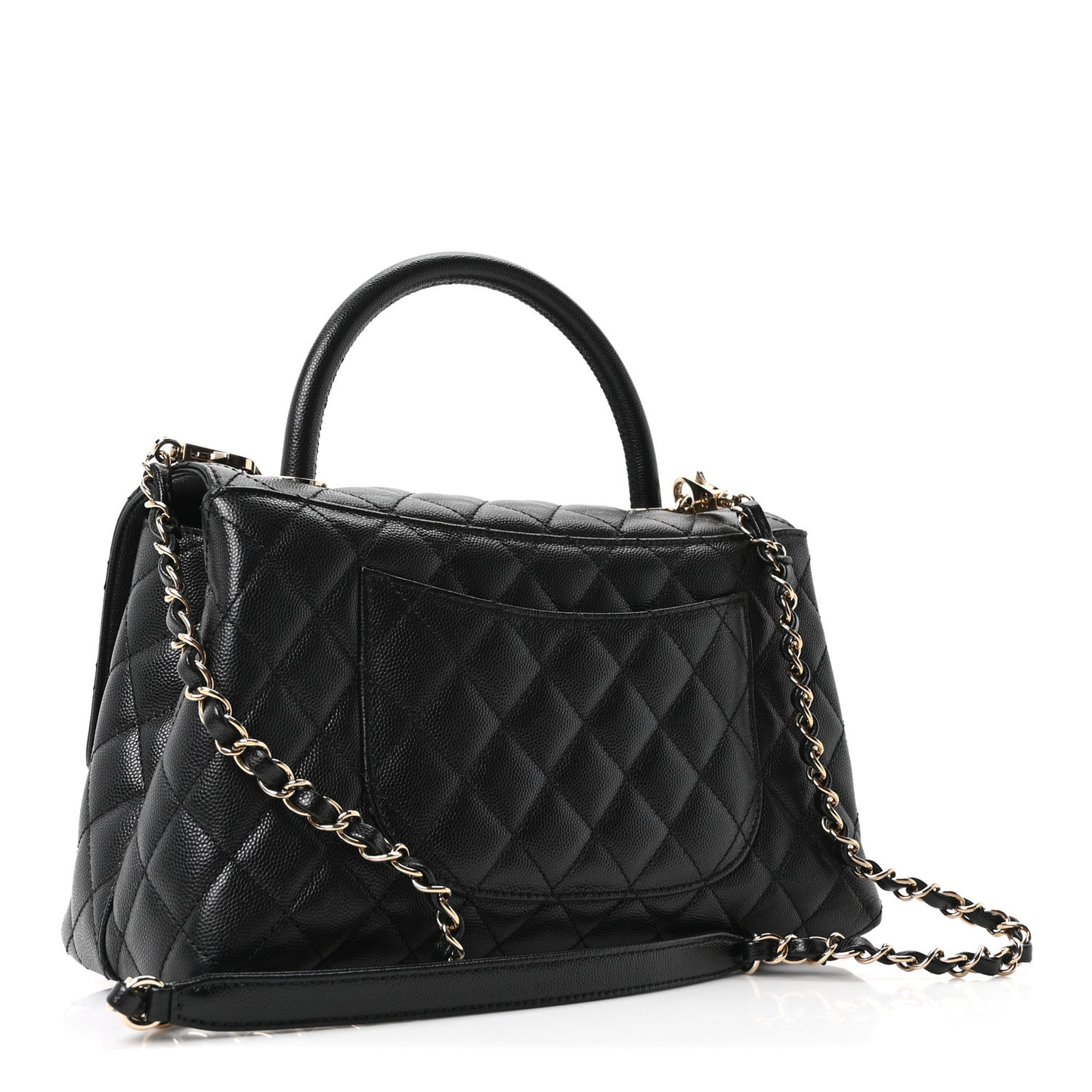 Caviar Quilted Small Coco Handle Flap Black