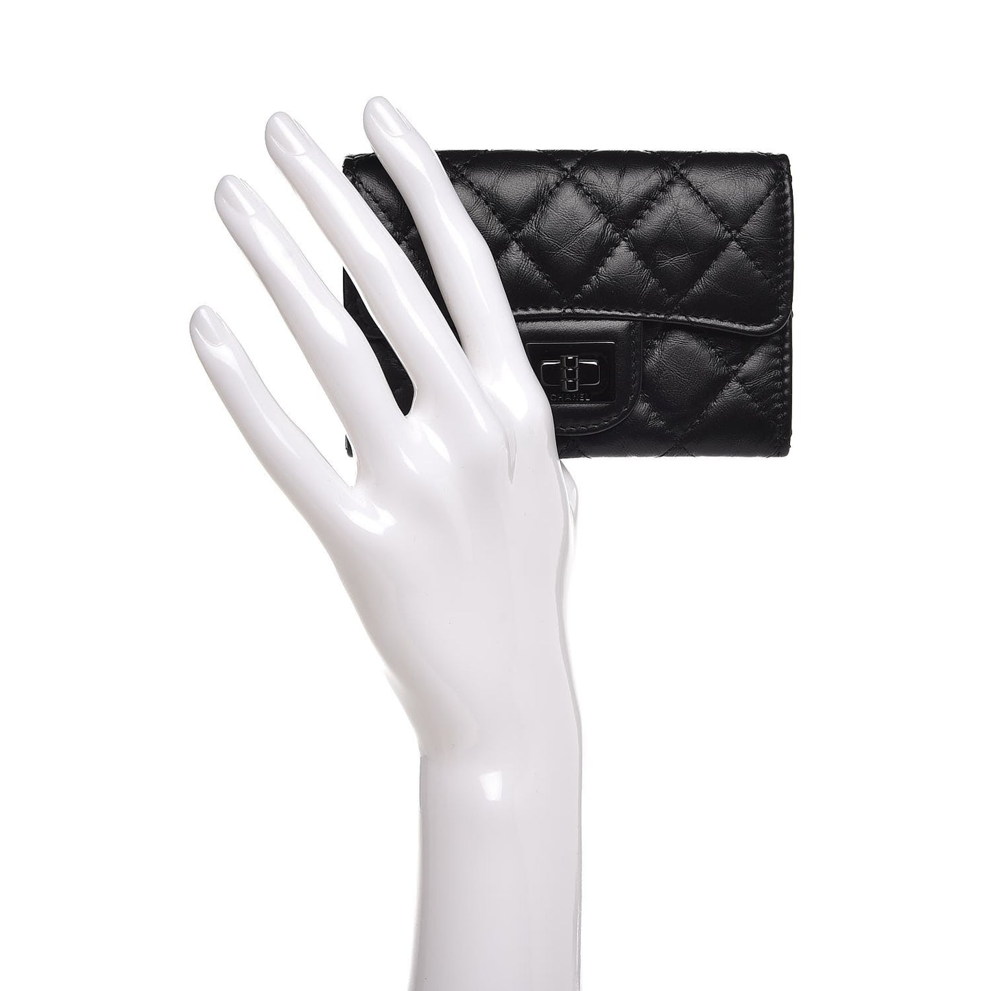 Aged Calfskin Quilted Reissue Flap Card Holder So Black