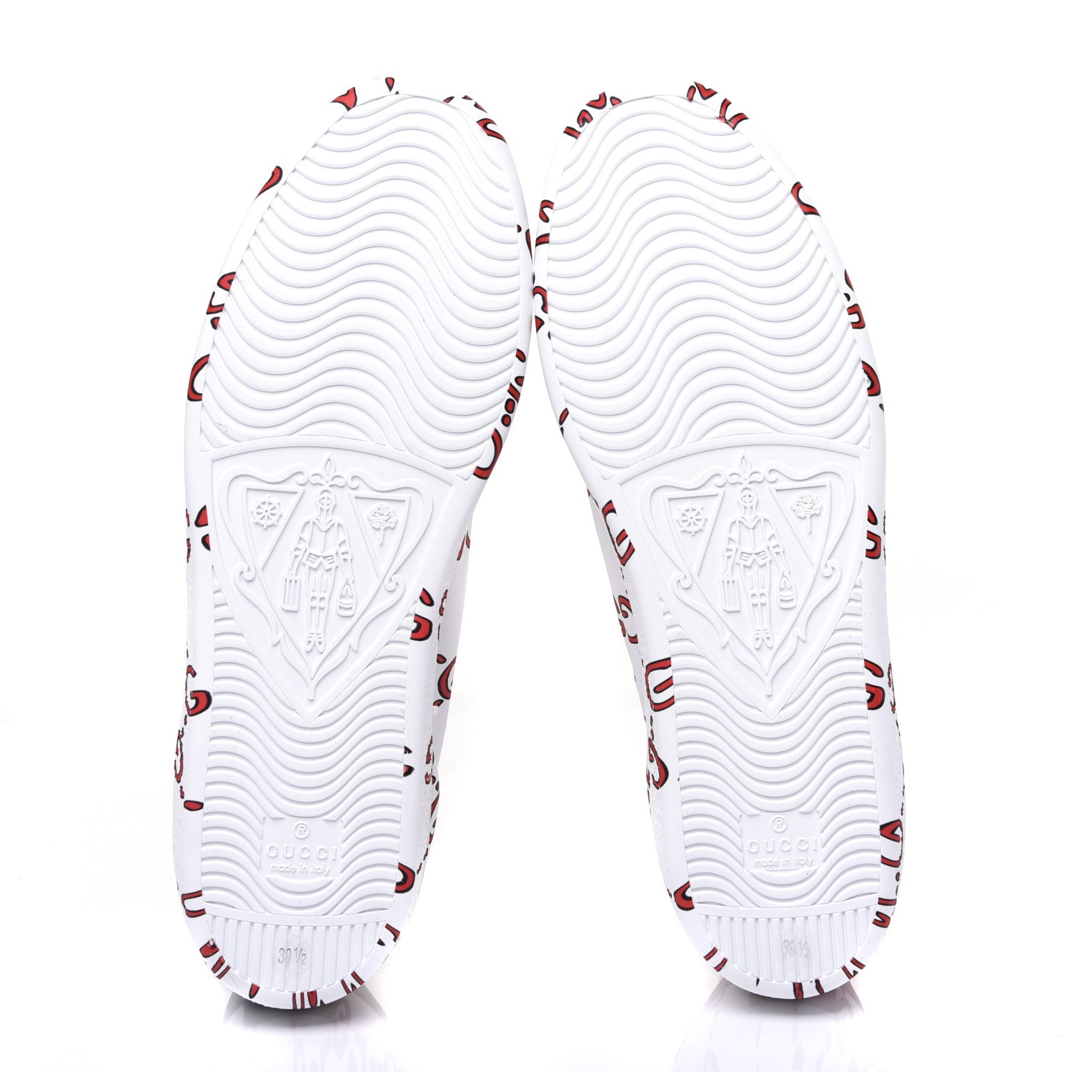 Gucci Calfskin GucciGhost Print Womens Ace Sneakers 39.5 White Hibiscus Red 5 of 9