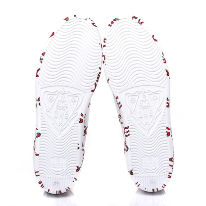 Gucci Calfskin GucciGhost Print Womens Ace Sneakers 39.5 White Hibiscus Red 5 of 9