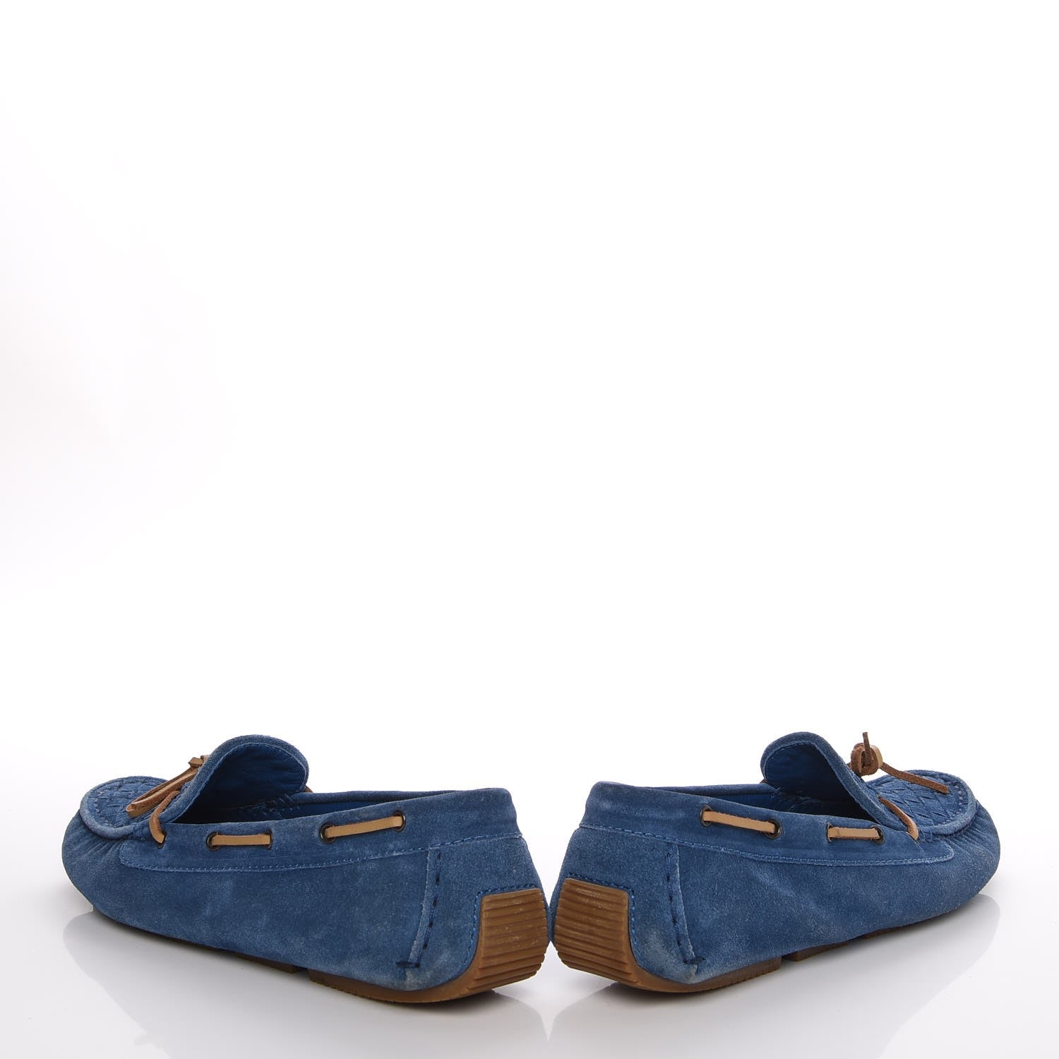 Bottega Veneta Suede Intrecciato Wave Driver Moccasin Loafers 38 Blue 5 of 15