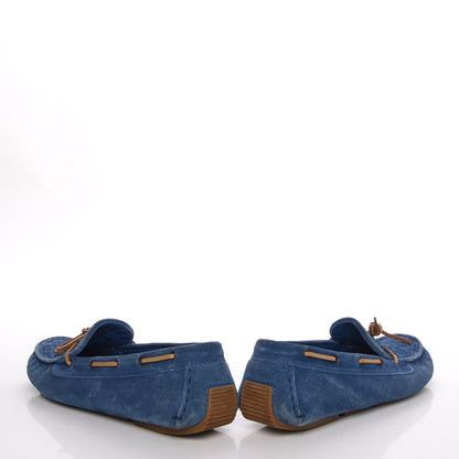 Bottega Veneta Suede Intrecciato Wave Driver Moccasin Loafers 38 Blue 5 of 15