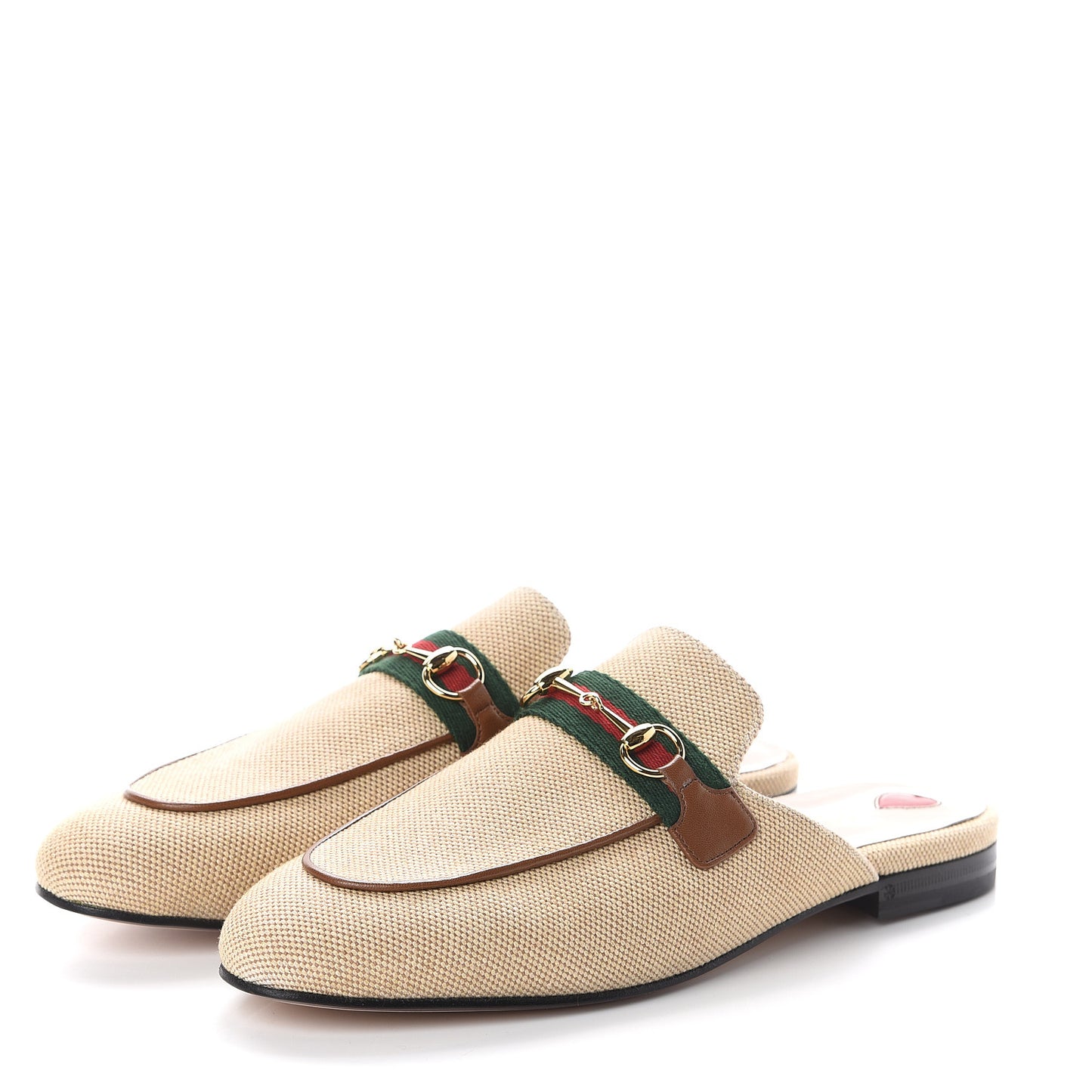 Canvas Vintage Charlotte Web Princetown Slippers 40 Sand Cuir