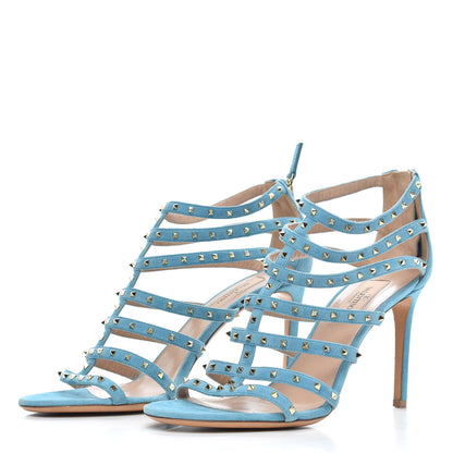 Valentino Garavani Suede Lovestud Caged 90mm Sandals 39 Cerulean 3 of 7