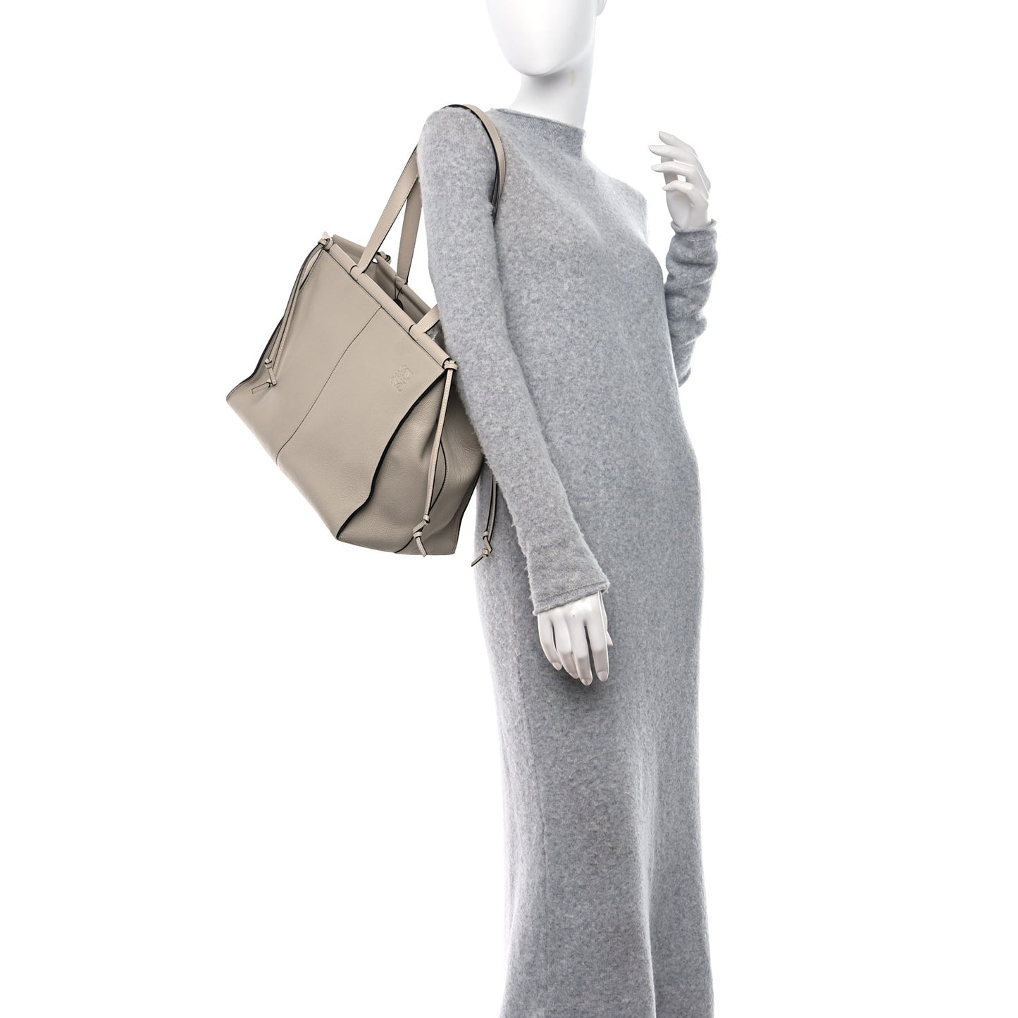 Soft Grained Calfskin Medium Cushion Tote Light Oat
