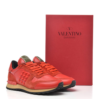 Valentino Garavani Calfskin Suede Rockstud Sneakers 36.5 Deep Orange 9 of 9