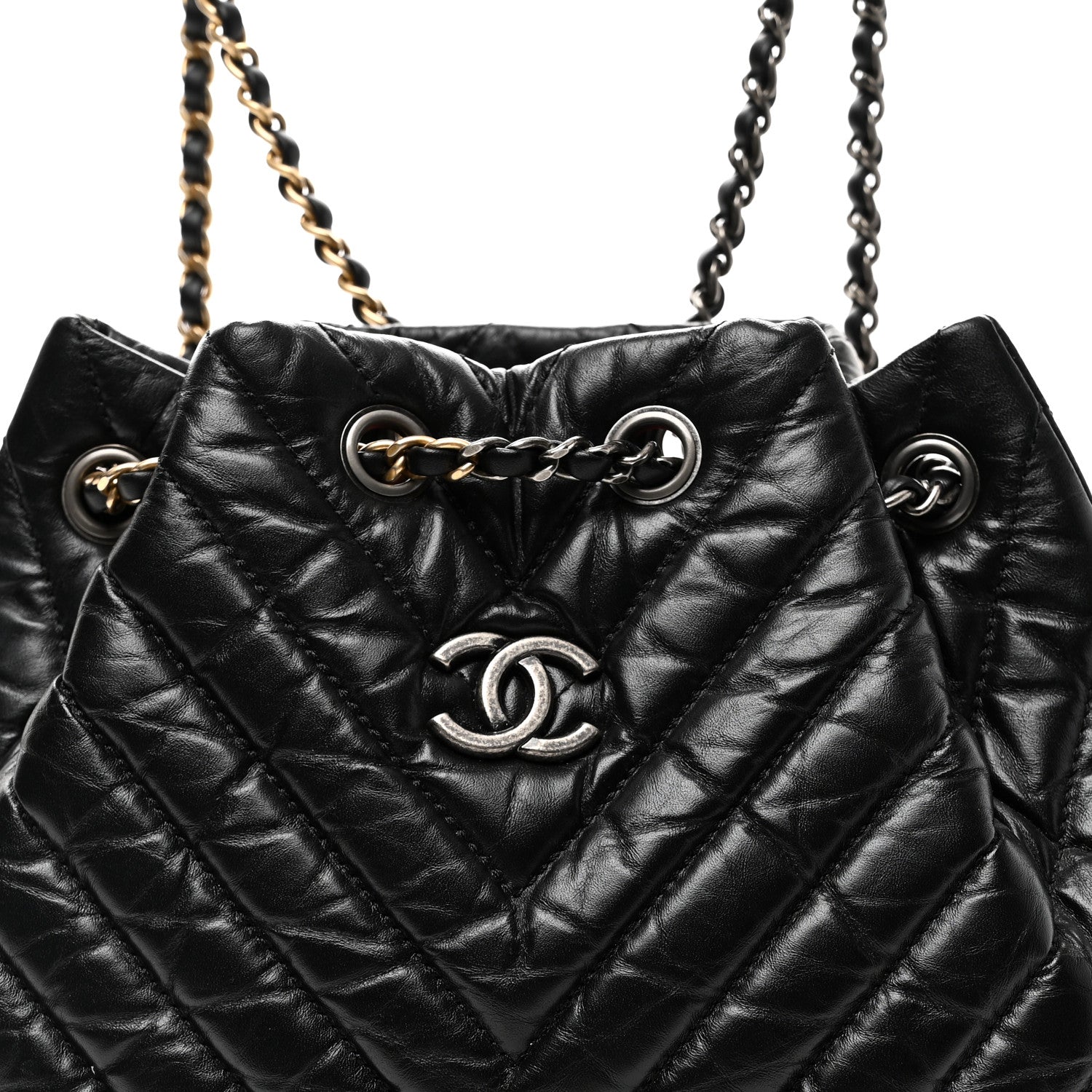 Chanel Aged Calfskin Chevron Quilted Small Gabrielle Backpack Black 8 of 10
