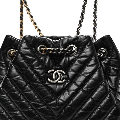 Chanel Aged Calfskin Chevron Quilted Small Gabrielle Backpack Black 8 of 10