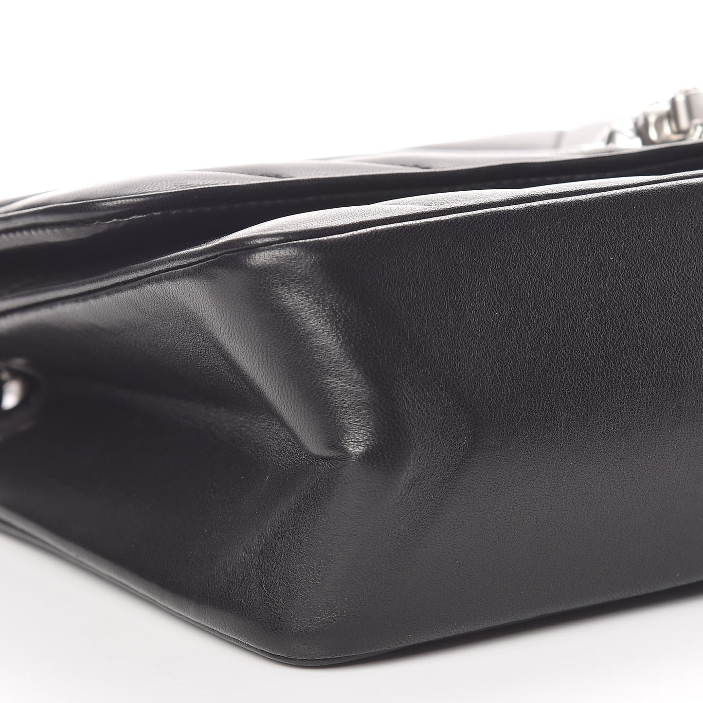 Lambskin Chevron Jumbo Leo Lion Flap Black