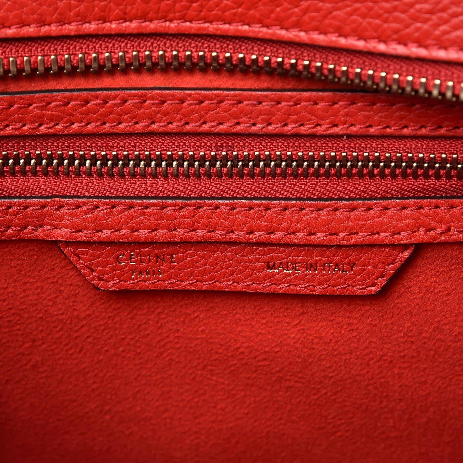 Celine Drummed Calfskin Micro Luggage Coquelicot 7 of 9
