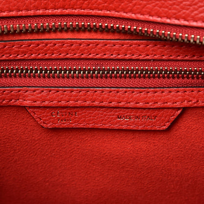 Celine Drummed Calfskin Micro Luggage Coquelicot 7 of 9