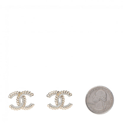 Chanel Crystal Chain CC Earrings Gold 2 of 5