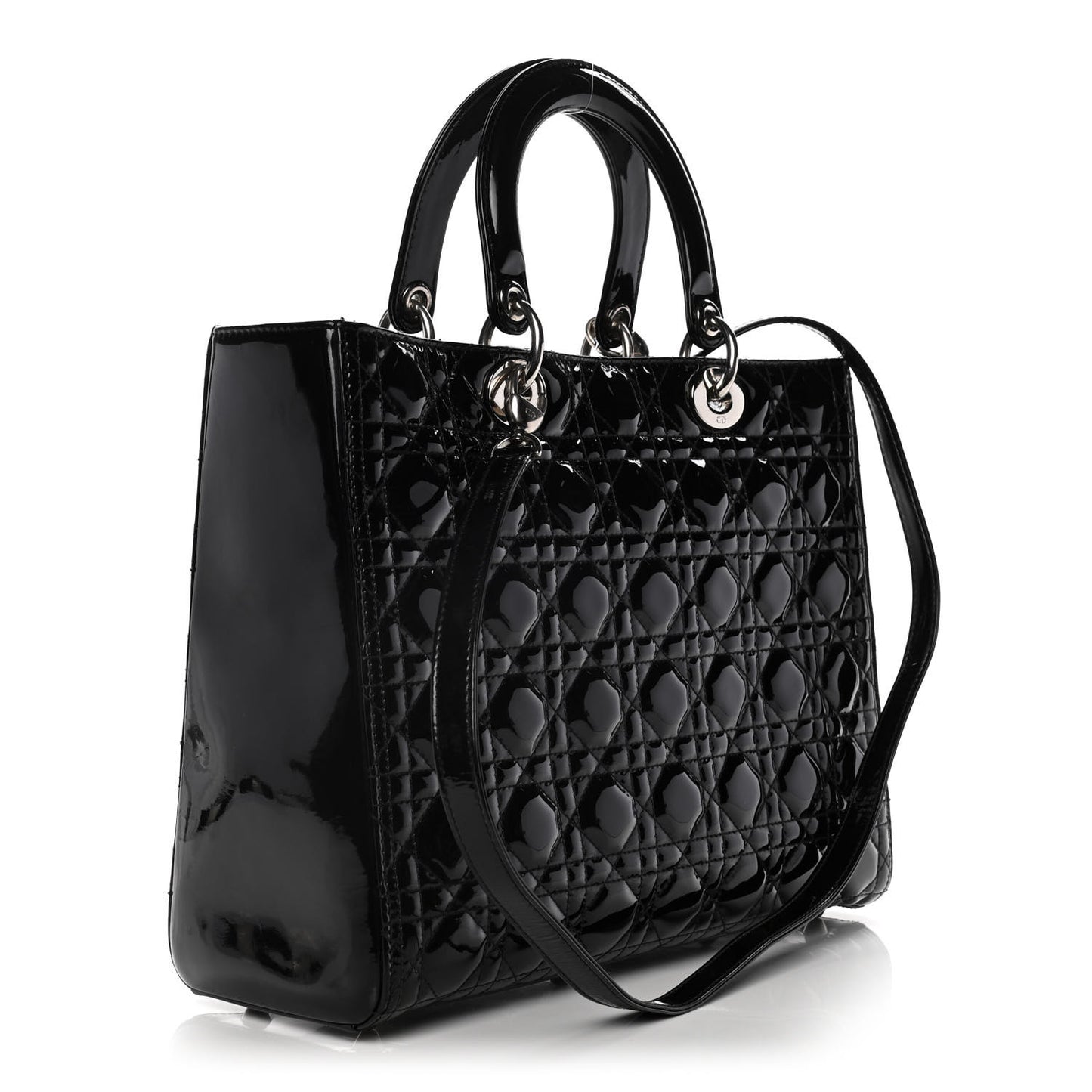 Patent Cannage Large Lady Dior Black