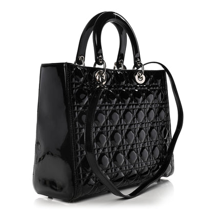 Christian Dior Patent Cannage Large Lady Dior Black 3 of 14