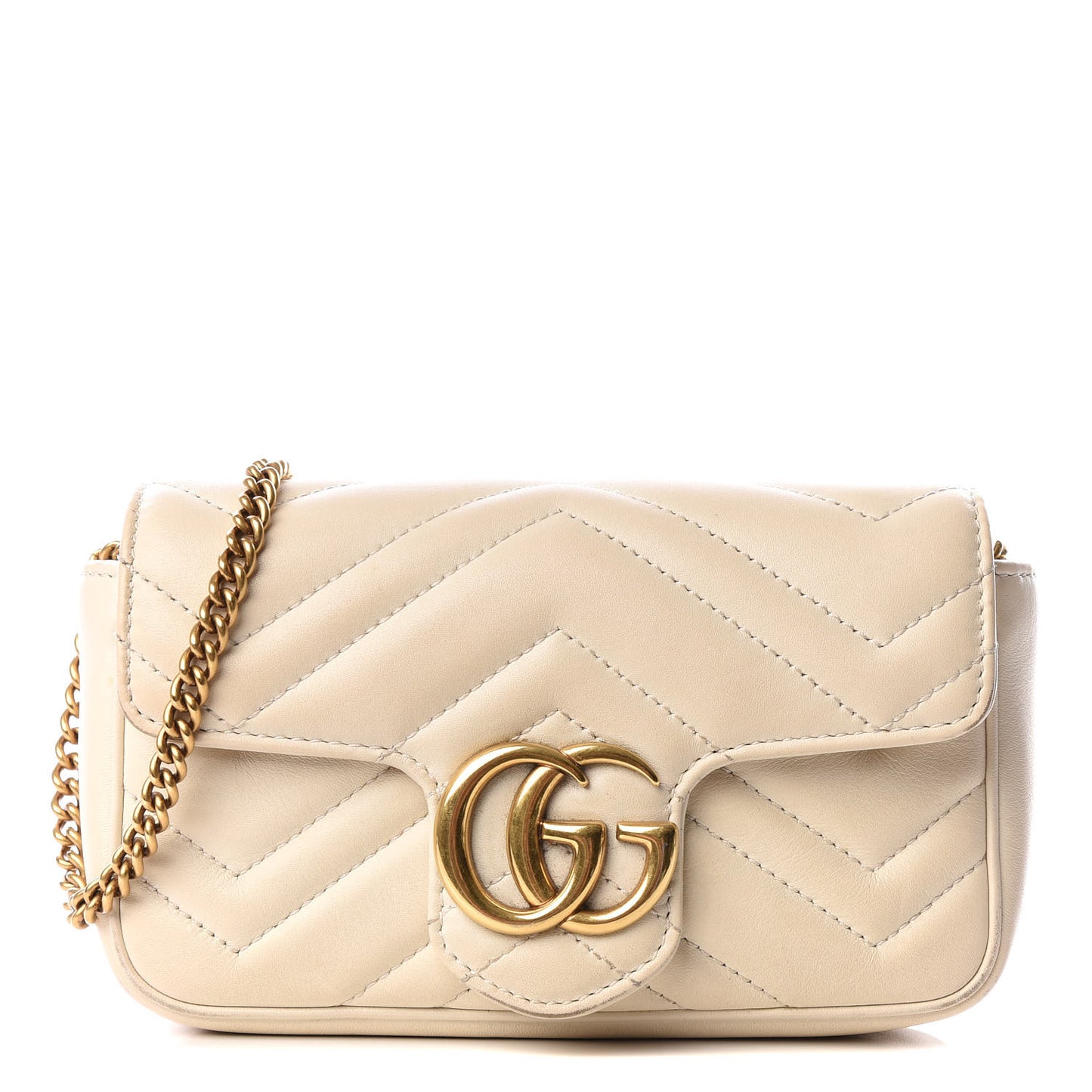 Calfskin Matelasse Super Mini GG Marmont Shoulder Bag White