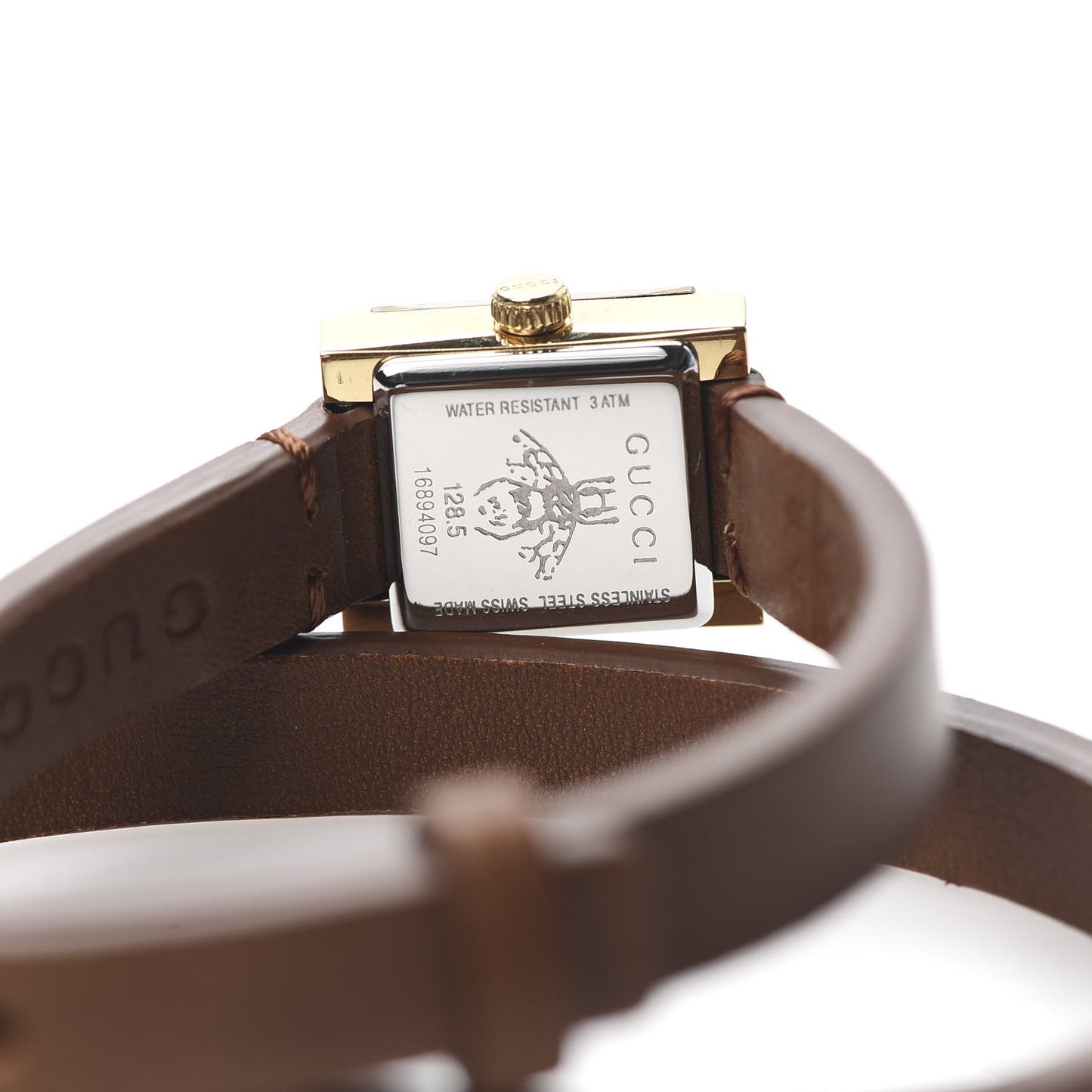 Stainless Steel Calfskin Mother of Pearl 14mm G-Frame Square Double Wrap Quartz Watch