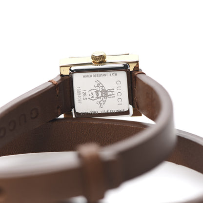 Gucci Stainless Steel Calfskin Mother of Pearl 14mm G-Frame Square Double Wrap Quartz Watch 5 of 8